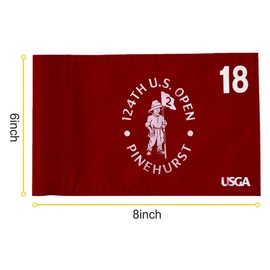 2BUT 2024 US Open Pinehurst Golf Pin Flag Practic Putting Green Golf Flag For Backyard Garden Double-Sewn 600D Nylon Miniature Pin Flag Regulation Tube Flag(Red 8"x6")