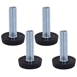 Bulldog Castors Adjustable Levelling Feet/Foot - Set of 4 - M10 Thread with 30mm Foot Diameter - Ideal for Furniture Legs, Appliances and Small Equipment Black