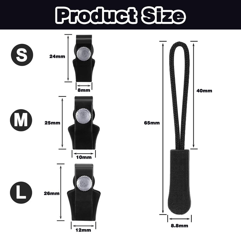 NICECONE 15 Pcs Zipper Repair Kit, 3 Sizes Instant Quick