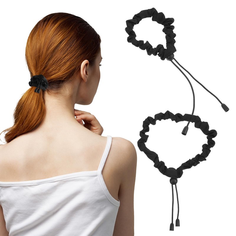 4Pcs Adjustable Elastic Satin Hair Scrunchies Adjust Black Ties Accessories