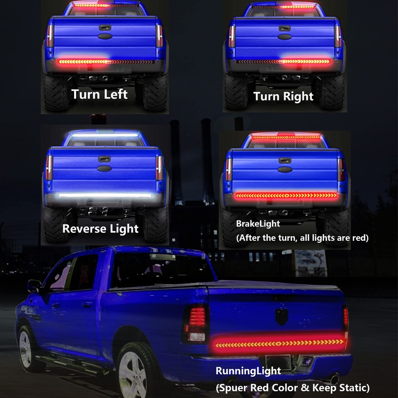 UWDESY 23.7in 5-Row Red White LED Tailgate Light Bar,Red Brake