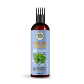 Gamium Gamium Tulsi Ayurvedic Cool Hair Oil to reduce Stress, Hair fall, Promote Hair growth, reduce Dandruff and prevent graying of Hair (large, 200 ml)