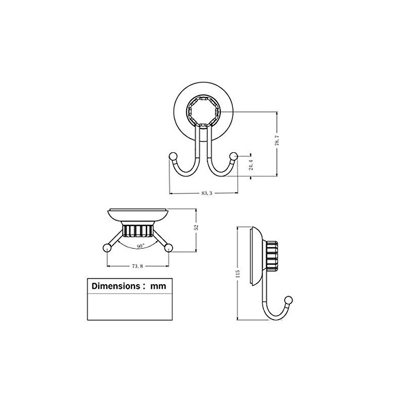 Delex Strong Hold No-Drilling/Suction Cup Double Robe Hook - Vaccum