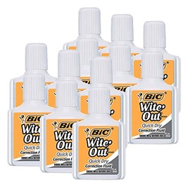 BIC Wite-Out Quick Dry Correction Fluid, White, Pack of 12 (BICWOFQD12WHI-12)