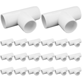 20-Pack 1/2" Tee PVC Fittings, Furniture Grade PVC Pipe Fittings 3 Way for SCH40 PVC Pipe, PVC Pipe Connectors for All DIY PVC Structure and Frames