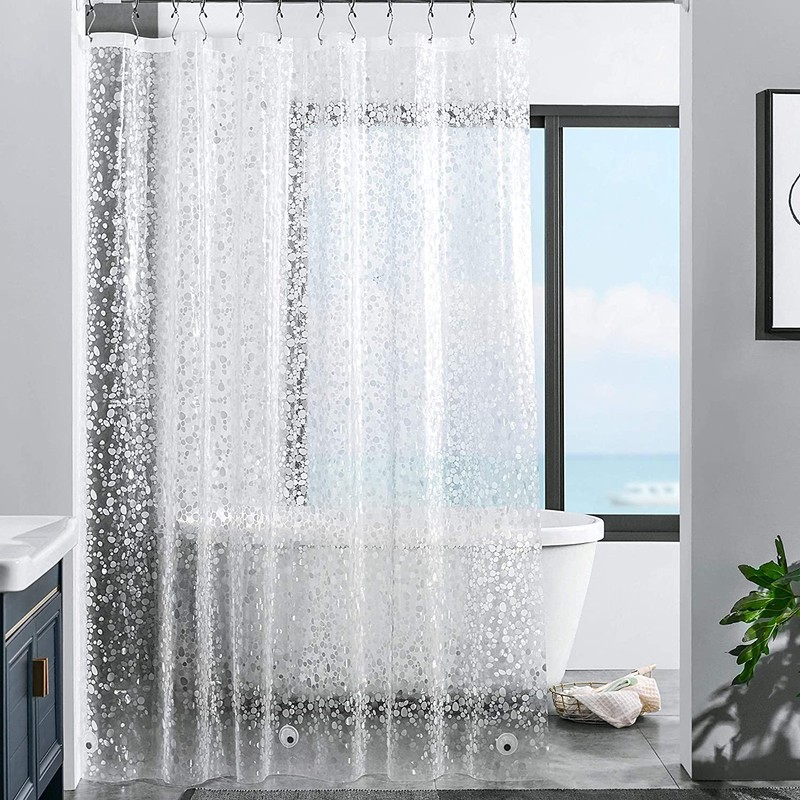 Clear Heavyweight PEVA Shower Curtain Liner, Waterproof with Rustproof Metal