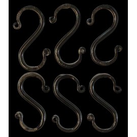 6 Wrought Iron 3 inch S Hooks - Hand Forged Hook Set with Scrolls AMISH USA