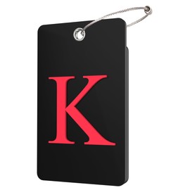 Gostwo 2 Pack Luggage Tags for Suitcases, 26 Initial Letter Travel Luggage Baggage Identification Labels ID Tag Fully Bendable Tags with Stainless Steel Loop (Black) (Letter K)