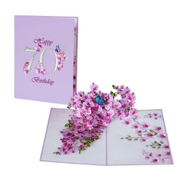 70th Birthday Cards For Women Mum Sister Daughter | Pop Up 3D Female Friend Mum Ladies Auntie Happy Birthday Happy Nan Greeting Card (Size 15x30cm - Birthday Orchid 70th)