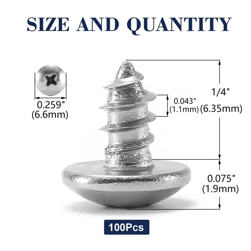 #4 x 1/4" Wood Screw 100Pcs Truss Head Phillips 18-8