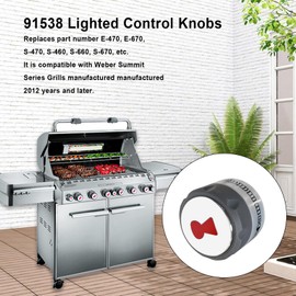RKJFHIUR Upgraded 91538 Gas Grill Lighted Control Knobs,6 Pack Outdoor Grill knobs Fit for Weber Summit Grill 2012+ 400/600 Series E-470/670, S-460/470/660/670 for Weber Grill Replacement Parts