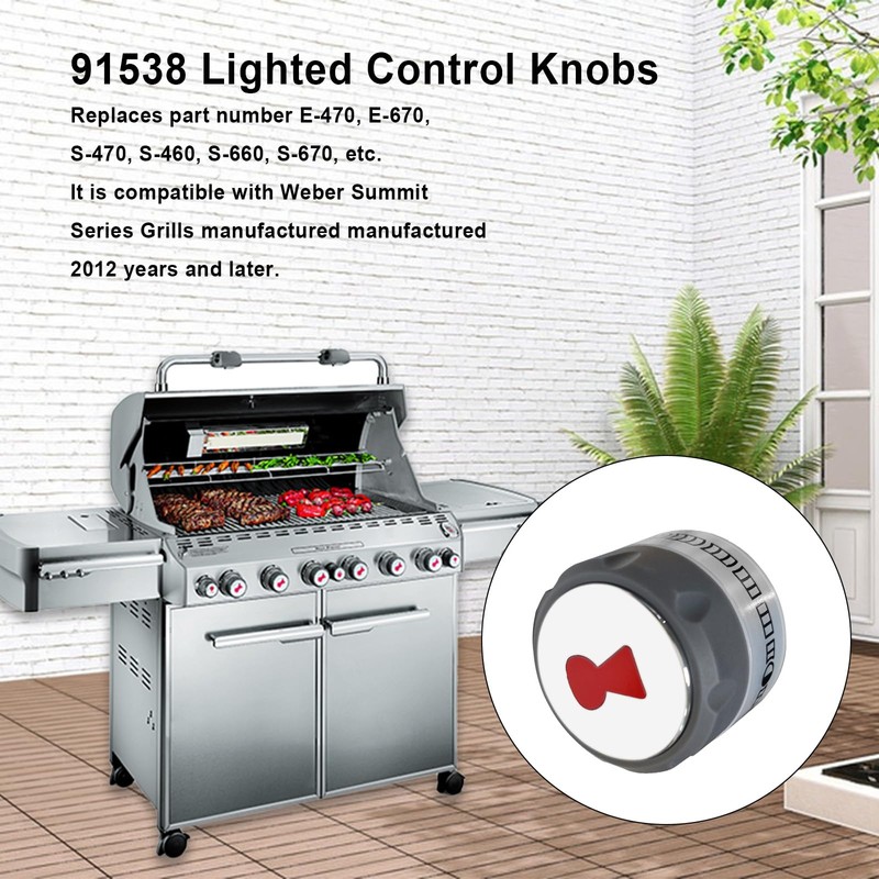 RKJFHIUR Upgraded 91538 Gas Grill Lighted Control Knobs,6 Pack Outdoor