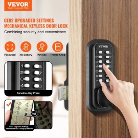 14 Digit Durable Password Keyless Entry Water-Proof Zinc Alloy Knob Easy Install Outdoor Door Lock Garden Surface-Mounted LatchInstallation Method: Surface Mount, Keyboard Type: Single-sided Numeric Keypad
