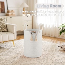 Artfeel Laundry Basket,Woven Cotton Rope Laundry Hamper,60L for Decorative Storage of Dirty Clothes,Toys and Blankets in Bathroom,Baby Room and Living Room