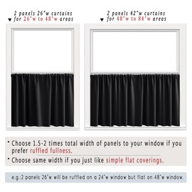RV Camper Curtains for Travel Trailers Black Cafe Tier Blackout Short Curtains Rod Pocket Set 2 Panels Room Darkening Curtain 24 Inch Length for Small Door Window Kitchen Bedroom Bunk Bed,W 42 x L 24