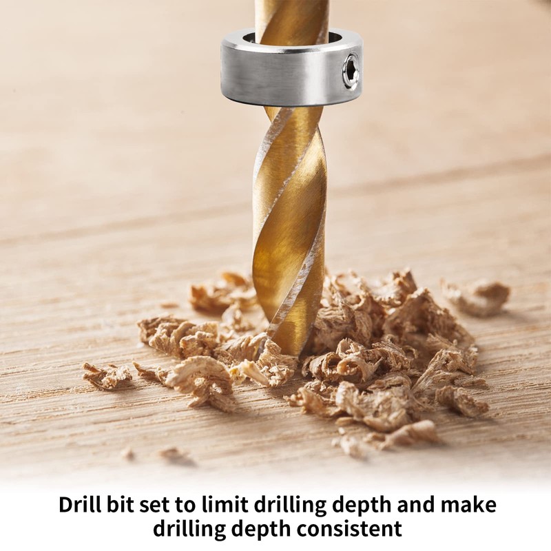 12-Piece Depth Stop for Drills, Stainless Steel Drill Depth Stop