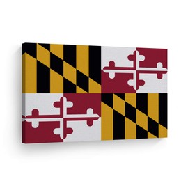 Smile Art Design Maryland State Flag Canvas Print State Capital of USA Flag Canvas Wall Art US State Flag Wall Art Home Decoration Living Room Dorm Office Decor Ready to Hang Made in USA 15x22