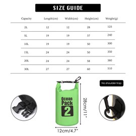 MORAINJAY 2024 New Dry Bag Waterproof Bag, 2L/5L/10L/15L/20L/30L Waterproof Pack Sack with Adjustable Shoulder Strap, Waterproof Backpack, Waterproof Duffel Bag for Swimming, Green, luggage tag