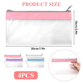 Tohhdov 4 Pcs Clear Mini Makeup Zipper Pouch, Money Bags with Zipper for Cosmetics/Cash/Coins/Travel Organization/Keys/Check/Lipsticks (8x4 Inches)