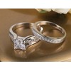 MABELLA Wedding Ring Sets Couples Rings Women's Sterling Silver Princess