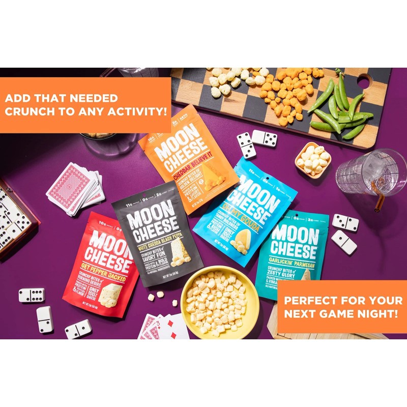 Moon Cheese Variety Pack 3 Flavors Cheddar Gouda Garlic Parmesan