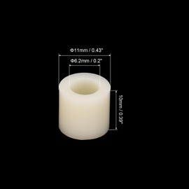 PATIKIL M6 Round Spacer Washer Set, 120 Pcs ABS Plastic Spacer Washer 6.2mm ID, 11mm OD, 10mm Length for M6 Screws