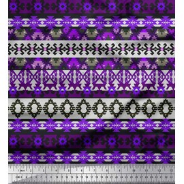 Soimoi Poly Georgette Fabric Aztec Southwestern Print Fabric by metre 42 Inch Wide