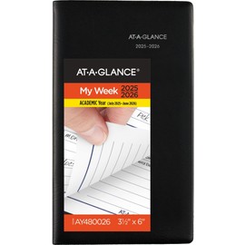 AT-A-GLANCE® DayMinder® Academic 2025-2026 Weekly Planner, Black, Pocket, 3 1/2" x 6"