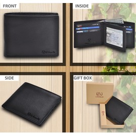 VALENCHI Leather Wallet For Men - RFID Blocking Wallet For Men - Slim Bifold Men's Wallet (Black Pebble)