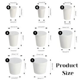 Pinenuts Pinenuts Solid Rubber Stopper, 16 Pcs Solid Rubber Bungs Laboratory Rubber Plug Pipe Tank Bottle Sealing Plug Tapered Hole Bung, 8 Assorted Sizes