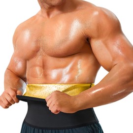 GENEMEN Mens Corset Waist Trainer Sana Compression Shaper Vest Slimmer Sweat Shapewear for Men Tummy Control (Gold, L)