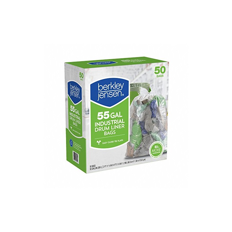 Berkly & Jensen 1.2mil Industrial Drum Liner Bags, 55 Gallon,