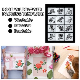 12 PCS Rose Flower Stencils 7.8 X 7.8 Inch Reusable Rose Stencils for Painting on Wood PET Stencils for Crafts and Decorations