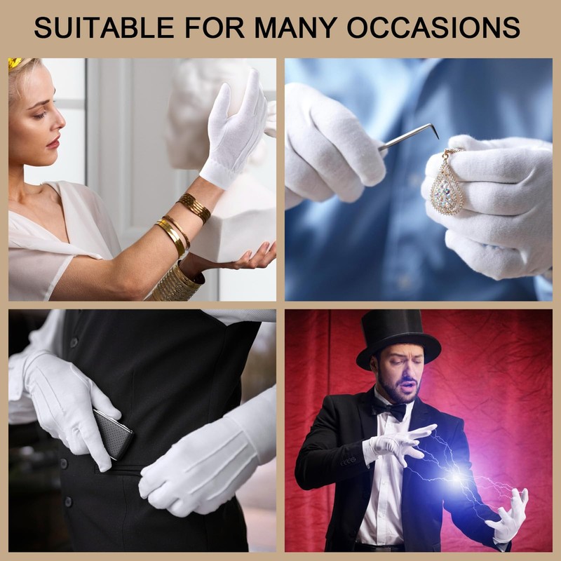 Wanmu 5 Pairs White Usher Gloves for Church for Men