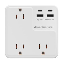 Multi Plug Outlet Extender with USB, Amerisense Wall Charger with 6 AC Outlets & 4 USB Ports (2 Type-C & 2 Type A Ports), 3-Sided Power Strip Multiple Expander for Home, Kitchen, Office, Cruise Ship