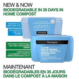 Neutrogena Neutrogena All-in-One Makeup Removing Cleansing Wipes - Face Cleanser - Eye Makeup Remover - Biodegradable - 25 Facial Wipes