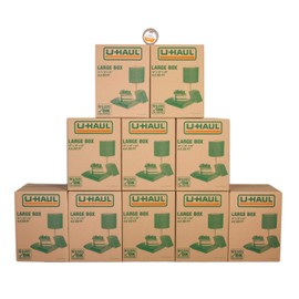 U-Haul Large Moving Boxes - Pack of 10 Boxes - 18” x 18” x 24”- Bonus Roll of Tape Included