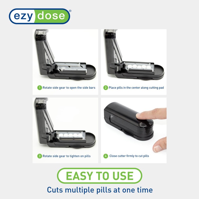 EZY DOSE Multi-Pill Cutter and Splitter with Dispenser, Cuts Multiple