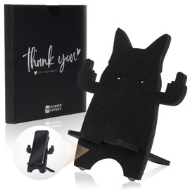 UFN HENRIK CUTOUT Black Cats Mobile Cellphone Stands, Wood Phone Stand for Desk, Cell Phone Holder Base for Office, for Women