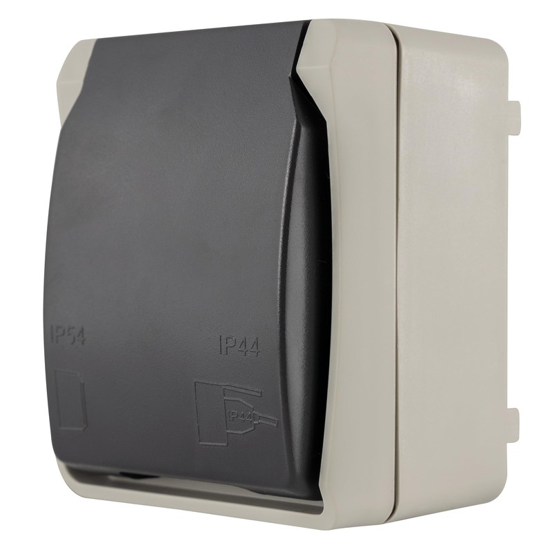 REV AquaBase 1-Way Socket - Wet Room, Splash-proof IP54 Double