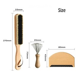 3Pcs Clothing Care Set with Storage Bag,Wooden Clothes Brush and Manual Portable Sweaters Depiller for Suits, Cashmere, Wool, Velvet, Suede, Hat