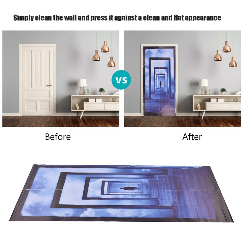 2PCS 3D Door Sticker Self Adhesive Scratch Resistant Waterproof 38.5x200cm