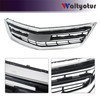 Front Upper and Lower Grille Set Chrome Black 2Pcs Replacement