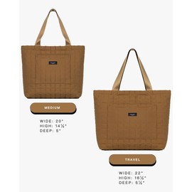 SATIN SAINT Women's 35L Puffer Lightweight Quilted Tote - Unisex Gym & Travel Bag, Carmel Brown