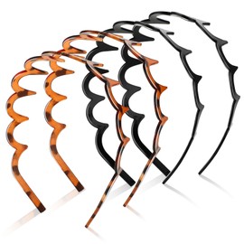 Hanyousheng 4 PCS Zig Zag Headbands, Plastic Shark Tooth Hair Comb Hairband, Comfort Wavy Toothed Hairband, Headwear Hair Hoop Accessory for Women Men Girls