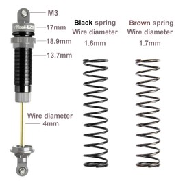 TOOMOD 100mm RC Oil Shock Absorber Big Bore Damper for 1/10 Arrma,Slash,BIG ROCK,Stampede,Rustler, Bandit, Ford, Vorteks,1/8 TYPHON,etc. Parts Upgrade Replace（2Pcs）(Grey)