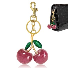 LECTNORE Cherry Bag Charm Purse Charms Keychain Cherry Car Keychain for Women Purse Pendant Keyring for Women Purses, Bags, Handbags, Wallets, Backpacks Bag Charms(Pink)