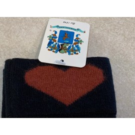 Portolano Woman’s Wool & Angora Knit Gloves Black Red Heart One Size Fits Most