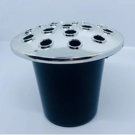 David Fischhoff Plastic Grave Flower vase Memorial Pot with Silver lid Insert Sympathy condolance cemetary Marker in Remembrance Funeral