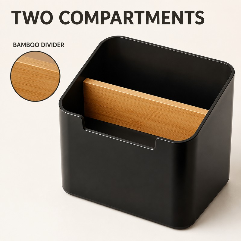 2-Pack 2-Compartment Desktop Storage Organizers for Remotes, Cosmetics and Office